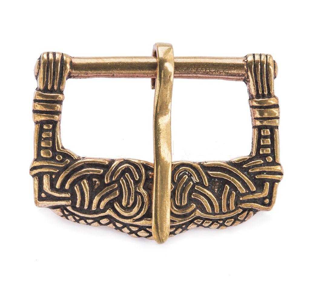[fb84] Wikinger Gürtelschnalle „Snorri“ aus Bronze – Keltisch-nordisches Knotenornament 4,4 cm