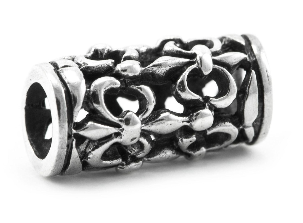 [ap63] Ritter Haar- & Bartperle FLORAZ aus 925 Silber – 15 mm Fleur de Lis Symbolperle für Zöpfe & Dreads