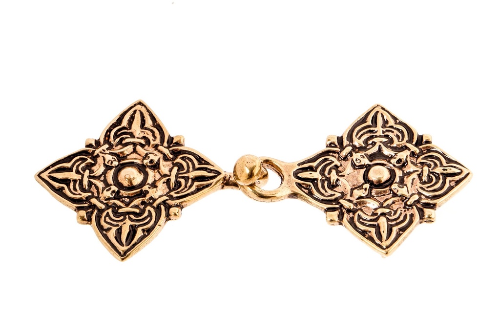 Gewandschließe SLAVICA aus Bronze 9,5 cm – Slawischer Kaftanverschluss für historische Kleidung