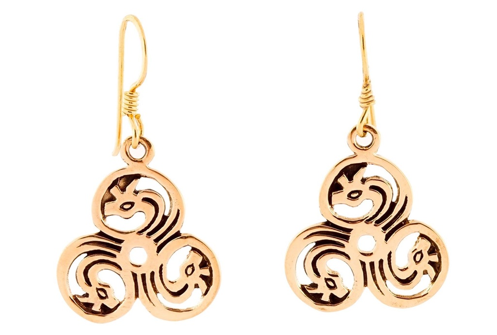 Ohrhänger TIRA aus Bronze 3,6 cm – Keltische Triskele mit Drachenmotiv Mittelalterschmuck