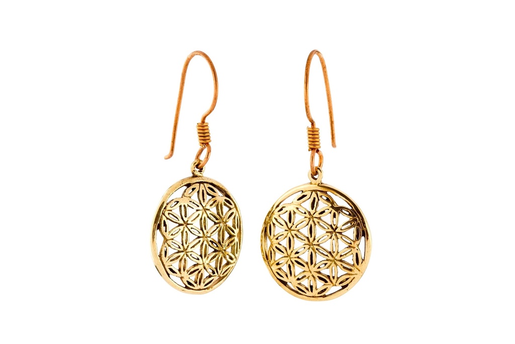 BLUME DES LEBENS Ohrringe aus Bronze – Spiritueller Ohrschmuck im keltischen Stil 3,2 cm