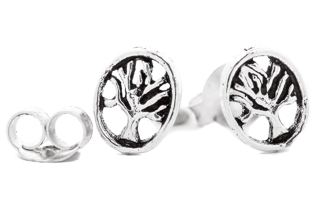 [ost83] Ohrstecker LEAH aus 925er Silber 7 mm – Lebensbaum Yggdrasil Symbolschmuck