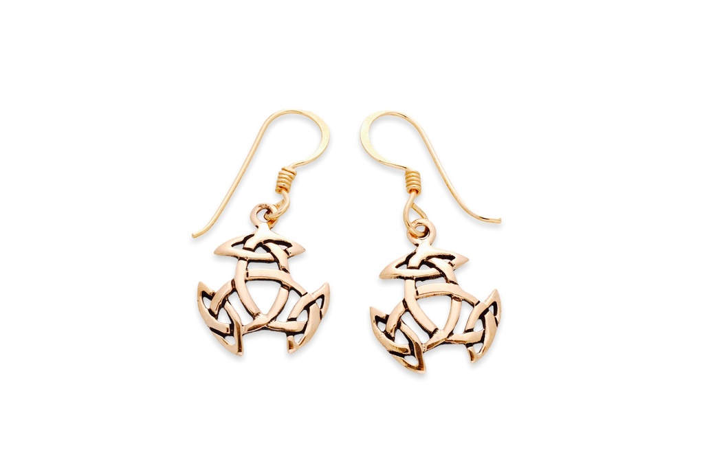 Ohrhänger Arwain Offene Dreifalt aus Bronze – Keltischer Ohrschmuck mit Knotenmuster 3,1 cm