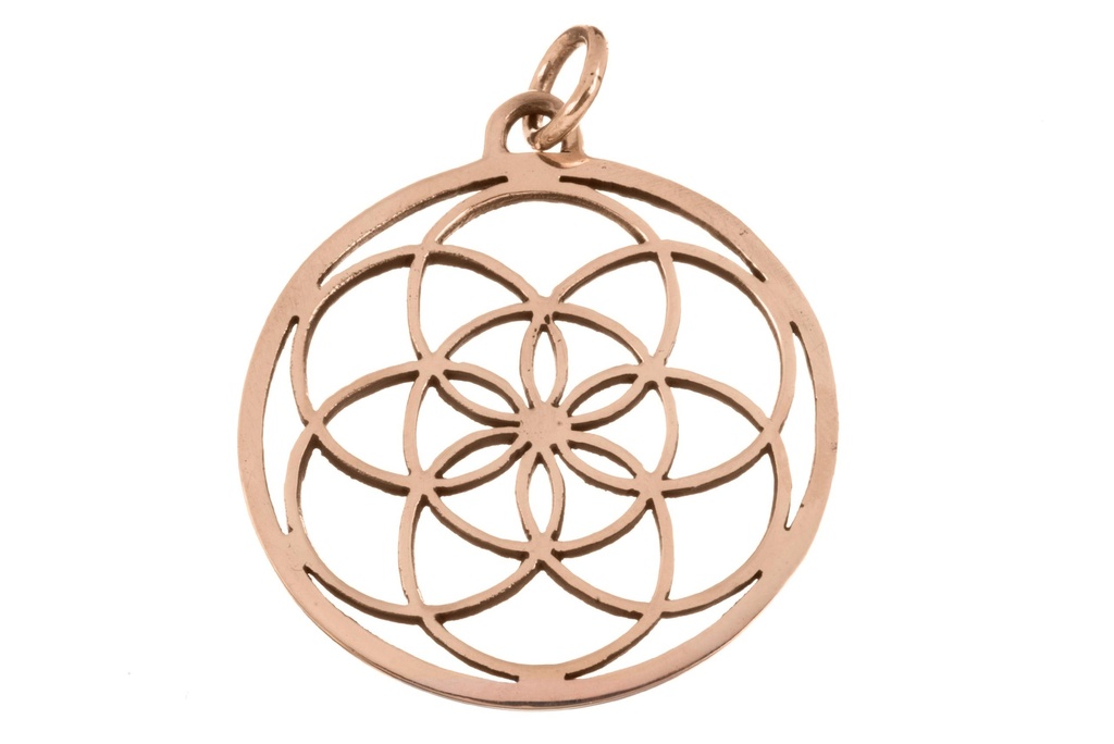Großer Schmuck-Anhänger Blume des Lebens 4,4 cm – Energiesymbol aus Bronze für Harmonie & Balance
