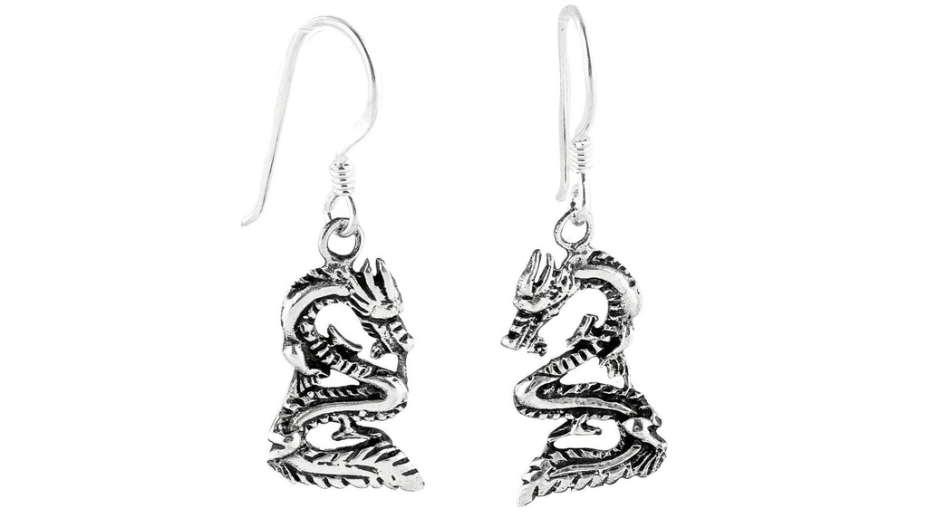 ASIA NIGHT DRAGONS Ohrringe aus Silber – Drachen Ohrhänger 1,9 cm