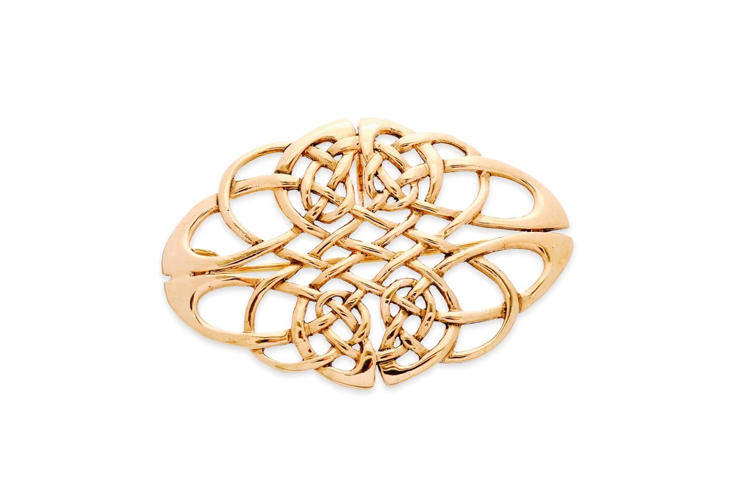 Schmuck Fibel Aidan – Keltischer Knoten 5,5 cm – Bronze – Historische Brosche für Gewänder und Umhänge 