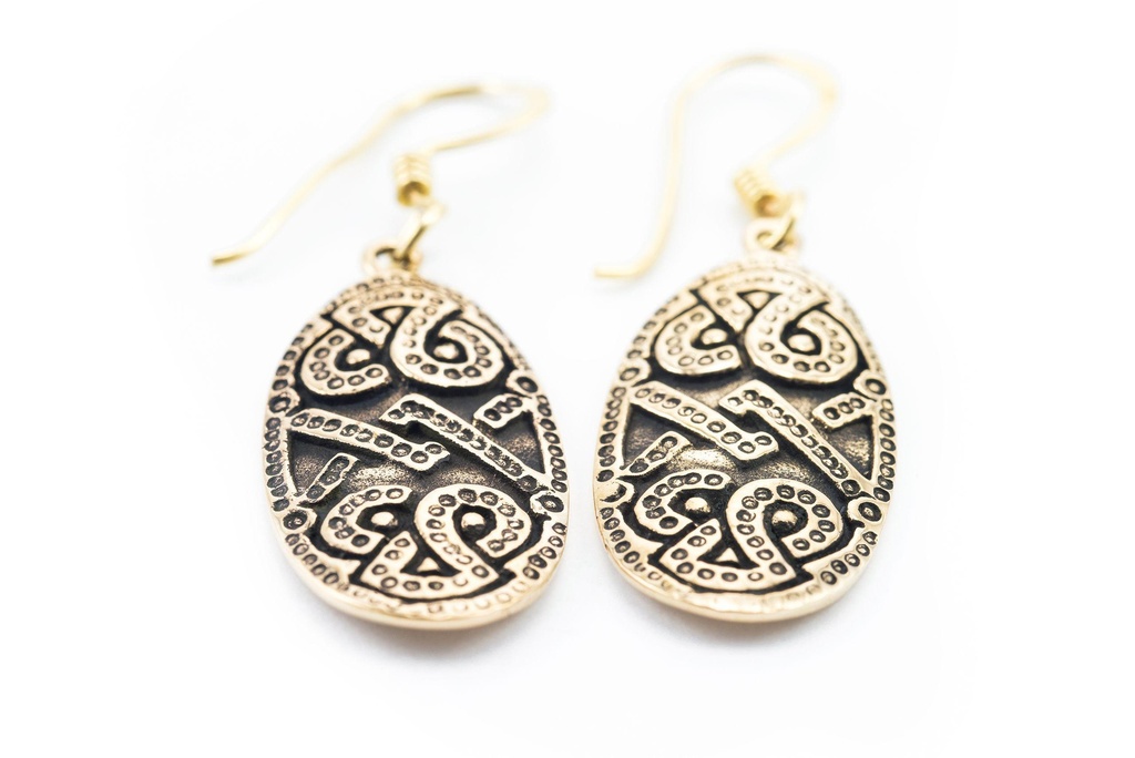 Ohrhänger Dagaz Rune aus Bronze – Wikinger Ohrschmuck im Urnes-Stil 2,5 cm