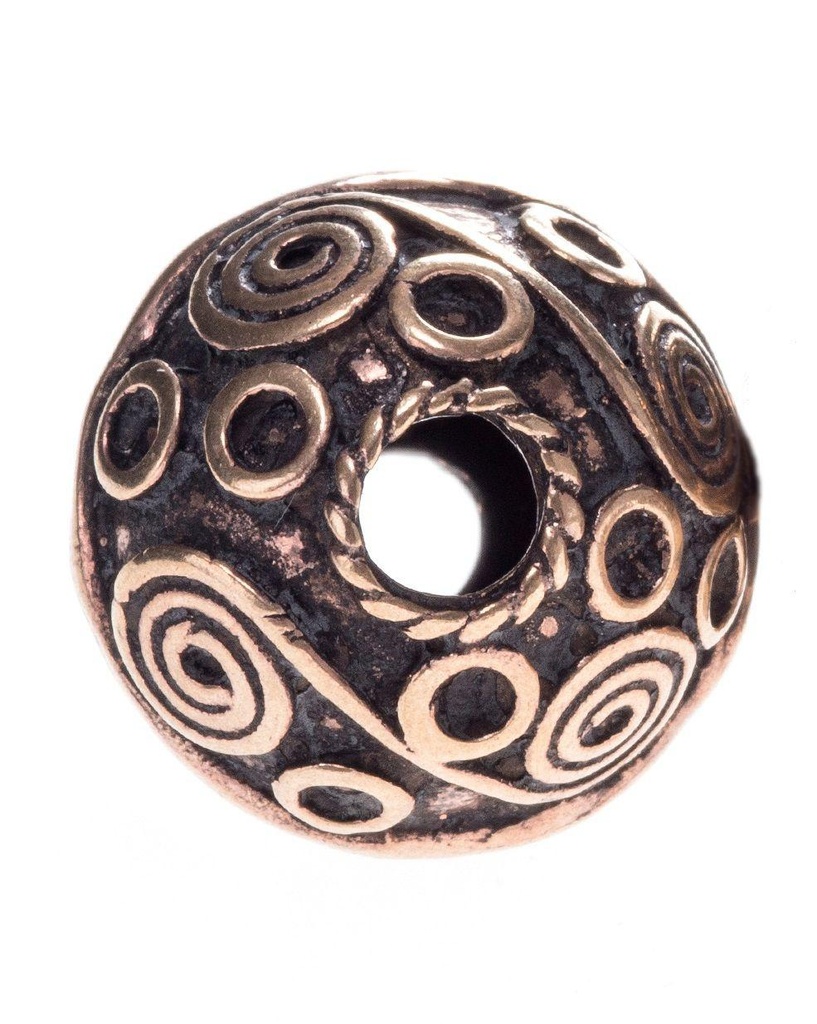 [amb107] Wikinger Bartperle SPIRALS aus Bronze – Nordisches Accessoire für Bärte und Zöpfe (1,6 cm)