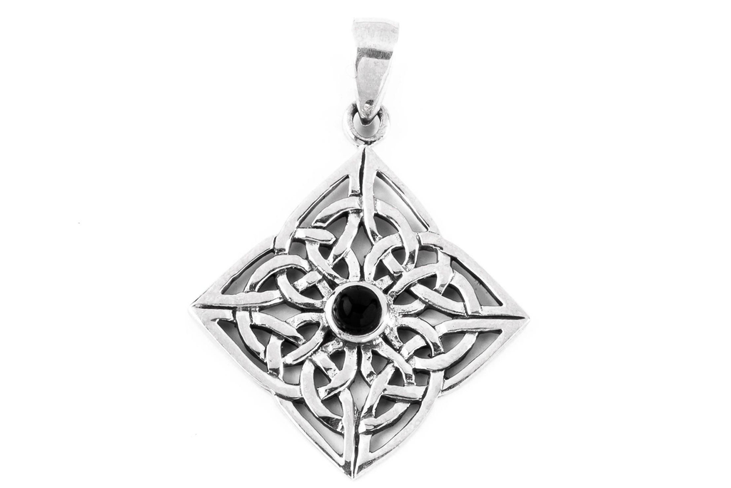 ALBWIN – Keltischer Erde-Anhänger mit Onyx aus Silber 925 (3,7 cm)