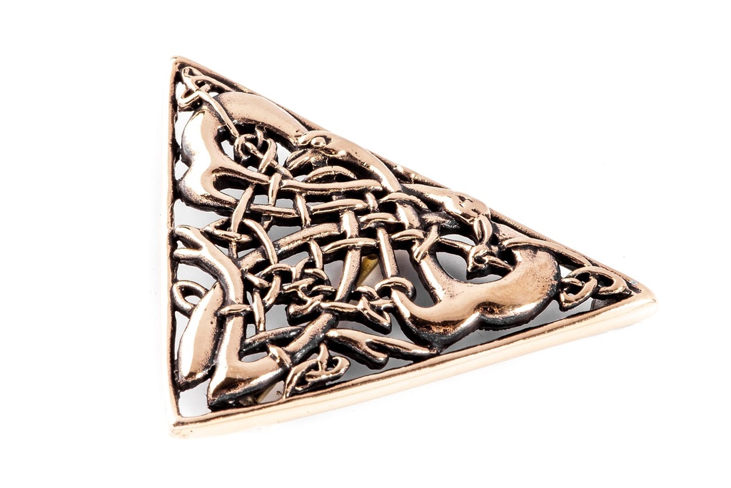 Keltische Gewandfibel Skadi aus Bronze – Große Brosche mit Knotenmuster 5,1 cm