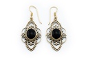 ARKONA Ohrringe aus Bronze mit Onyx – Mittelalter Ohrhänger 4,6 cm