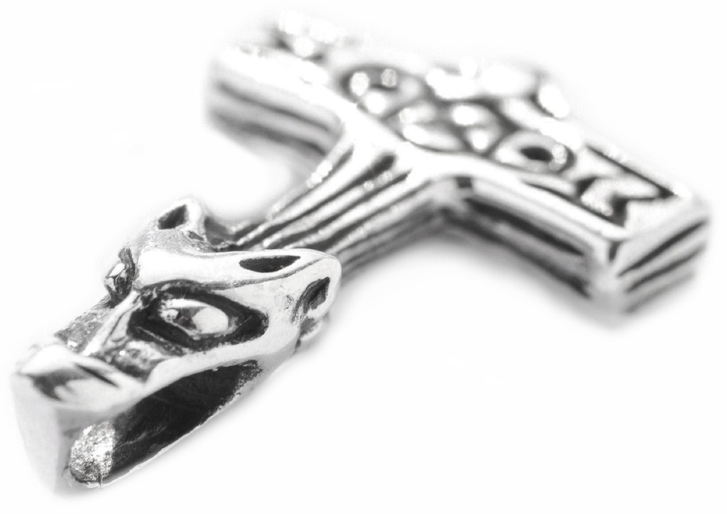 Thorshammer Mjölnir Anhänger 'Wolfshund' aus Silber 925 