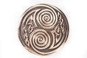 Keltische Fibel Brosche "Doppelspirale Massiv" aus Bronze – Große Scheibenfibel mit Knotenmuster 4,8 cm