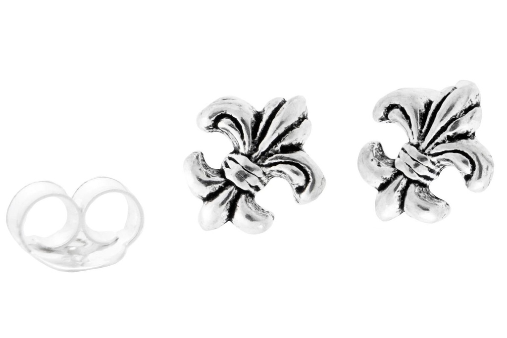 Mittelalter Ohrstecker „Fleur de Lys – Schwertlilie“ aus 925er Silber – Lilienstecker 7 mm