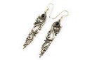 Mittelalter Ohrhänger „Spiral Onyx“ aus Bronze – 6,4 cm Ohrringe mit schwarzem Edelstein