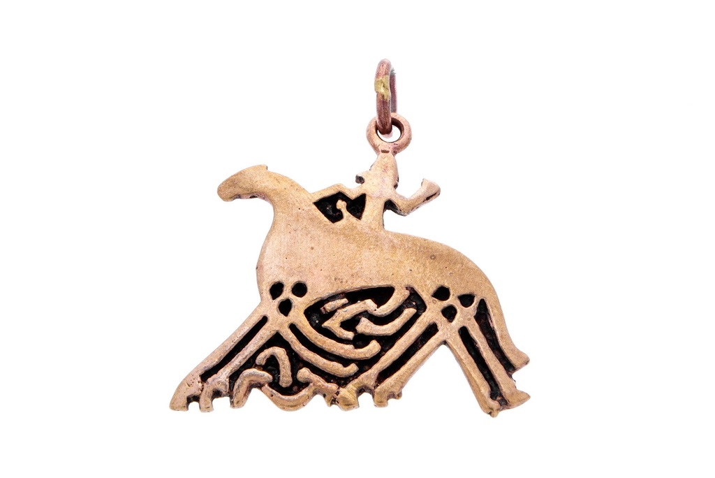 Schmuck Anhänger Odin & Sleipnir 4 cm – Bronze – Nordisches Amulett für Weisheit und Schutz