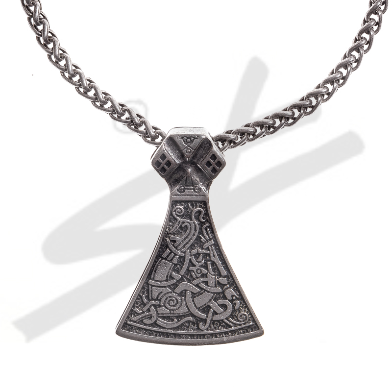 [PK-5113-1] Halskette Mittelalter Mammen Axt , silberfarben