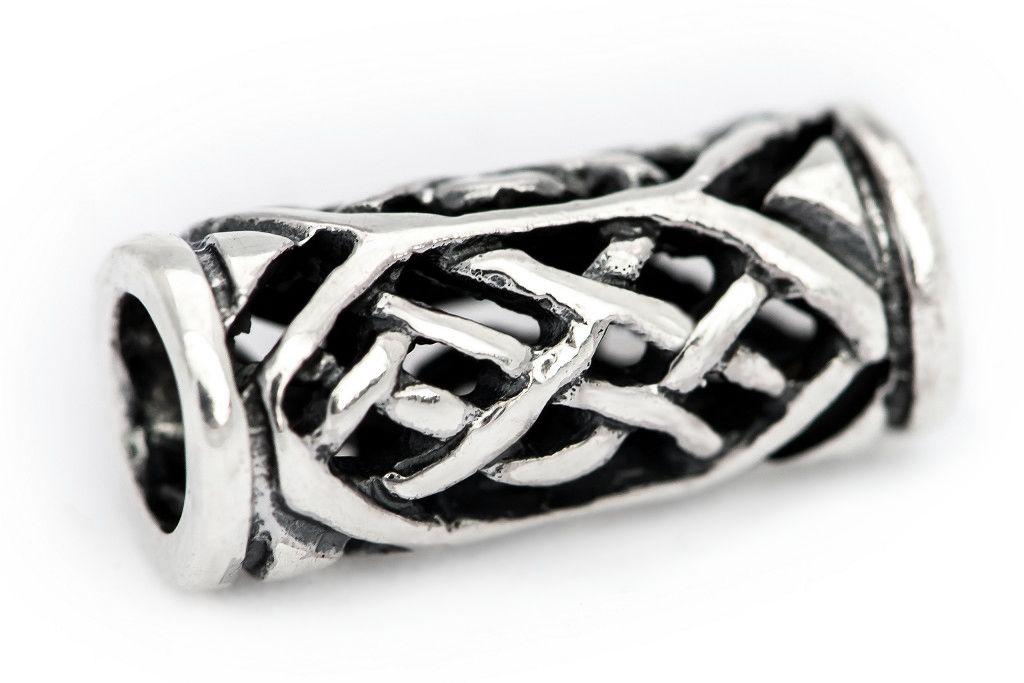 Keltische Bart- & Haarperle "Alanna Groß" aus Silber 925 – Zopfperle mit Knotenmuster 1,6 cm