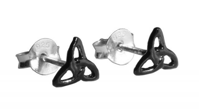 [ost126] Ohrstecker Nuano Celtic Trinity aus 925 Silber – Keltischer Ohrschmuck schwarz 6 mm