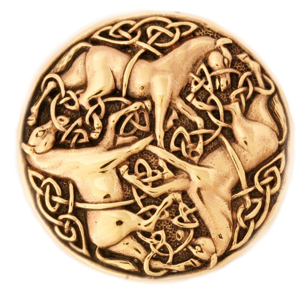 Keltenfibel BONNA aus Bronze Ø 4,8 cm – Keltische Brosche mit Pferdemotiv 