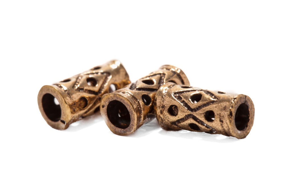 Yilvie Bartperle aus Bronze – Filigraner Wikinger Haarschmuck für Zopf & Bart 7 mm