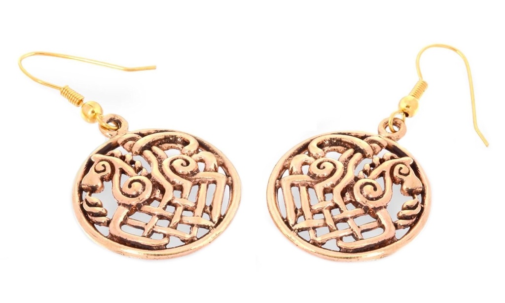 [ohb573] Ohrhänger Ondin auf Sleipnir aus Bronze – Wikinger Ohrschmuck Odin & Achtbeiner 4,5 cm