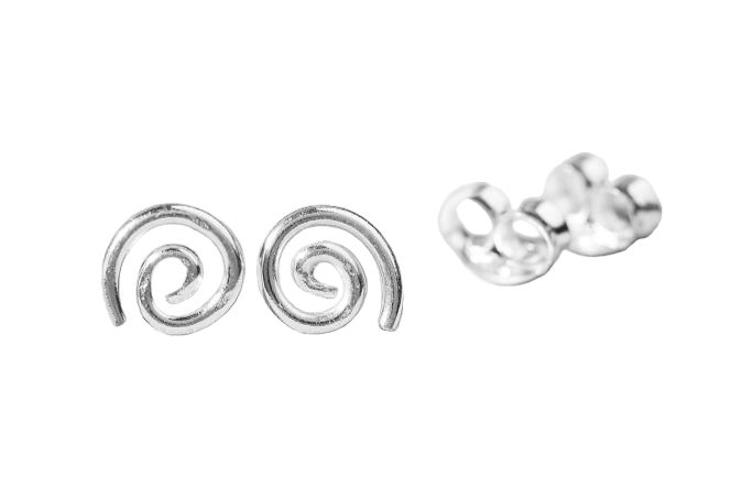 [ost98] Ohrstecker LOVE SPIRALS aus 925er Silber – Kleine Spirale 6 mm Boho Symbolschmuck