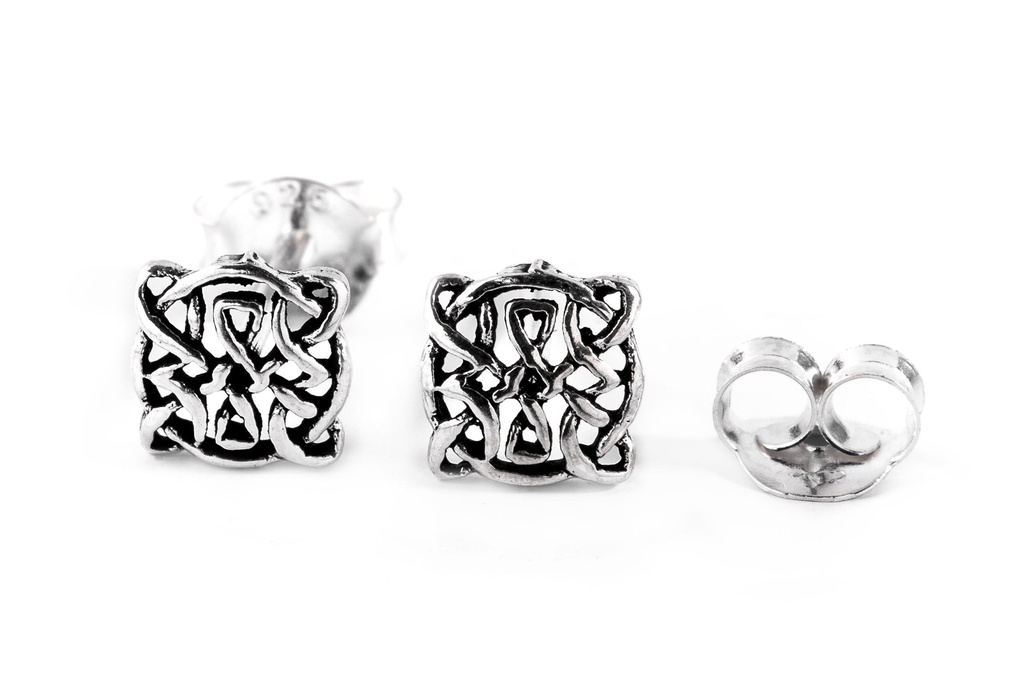 [ost12] Ohrstecker CELTIC MERLONS aus 925er Silber 7 mm – Keltische Knoten Ohrschmuck