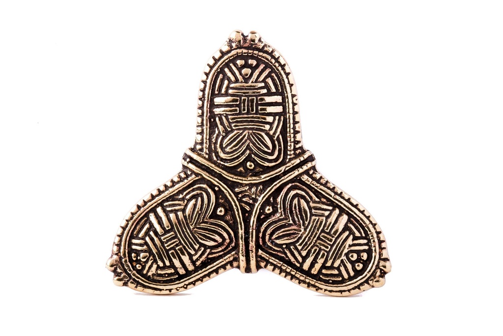 Schmuck Fibel Vikings Kleeblatt 5,2 cm – Bronze – Wikinger Gewandschließe im Borre-Stil