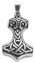 Thorshammer Mjölnir Anhänger 'Mjölnir - Thorhammer mit Knotenmuster' aus Silber 925 - Mittelalter, Larp, Reenactment Schmuck