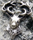 Zierbeschlag „Cervo“ in Silberoptik – Hirschkopf mit Geweih 27 x 34 mm