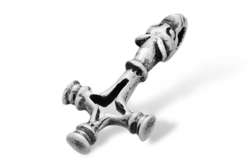 Anhänger Wolfskreuz klein aus Silber – Nordisches Amulett 2,1 cm