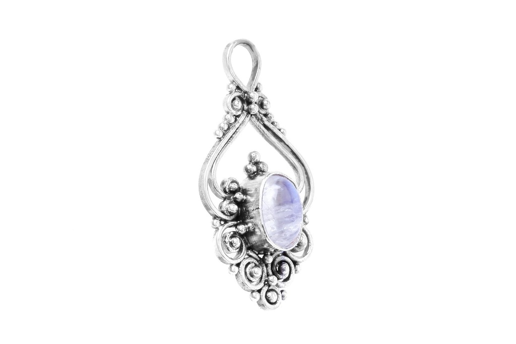 Schmuck Anhänger Salia mit Mondstein 3,3 cm – Silber 925 – Mystisches Amulett für Intuition und Harmonie