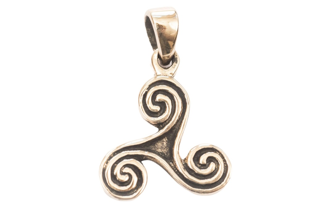 Schmuck Anhänger Svanya 2,4 cm – Bronze – Keltisches Triskel-Amulett für Schutz & Wandel