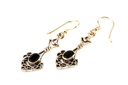 DANU Ohrringe aus Bronze mit schwarzem Kristall – Keltischer Gothic Ohrschmuck 3 cm
