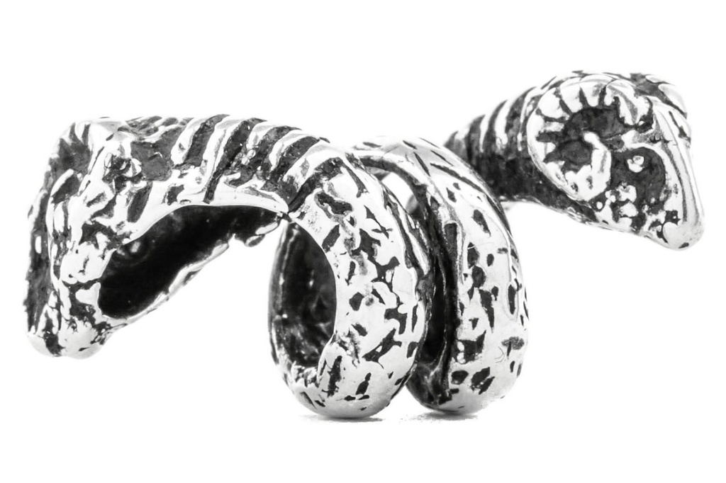 [ap4] Wikinger Perle "Navin" aus Silber 925 – Bart- & Haarperle mit Widderköpfen 2,4 cm