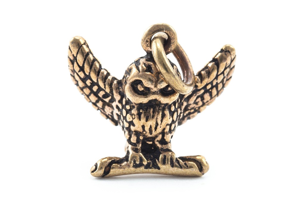 Amulett Anhänger "Svjenja – Uhu" aus Bronze – Weisheit & Schutz 2 cm