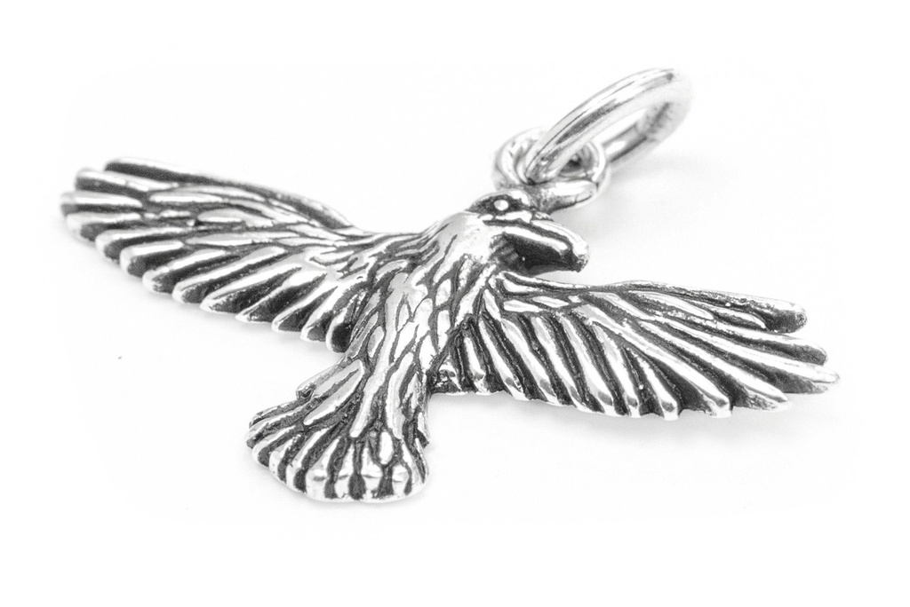 Schmuckstück  Schmuck Anhänger HUGIN 2.9 cm Kleiner Rabe Silber 2.9 cm