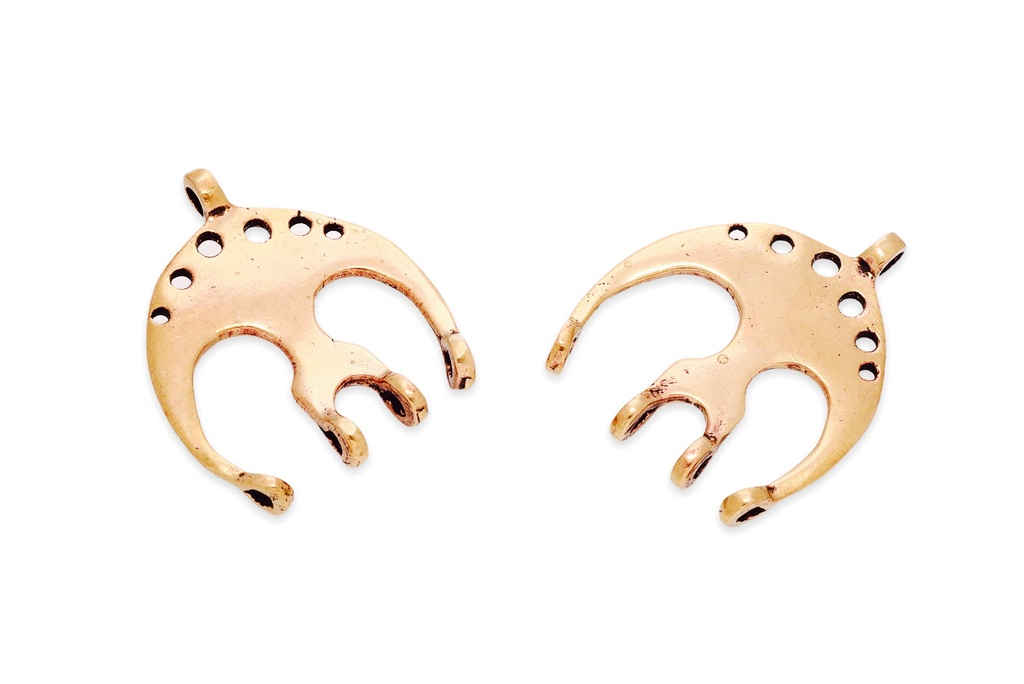 [fb104] Kettenverteiler „Hugin & Munin“ aus Bronze – Wikinger Schmuckelement 6,6 cm mit Rabenmotiv 