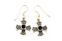 Ohrhänger Artain Keltisches Kreuz mit Onyx aus Bronze – Spiritueller Ohrschmuck 1,7 cm
