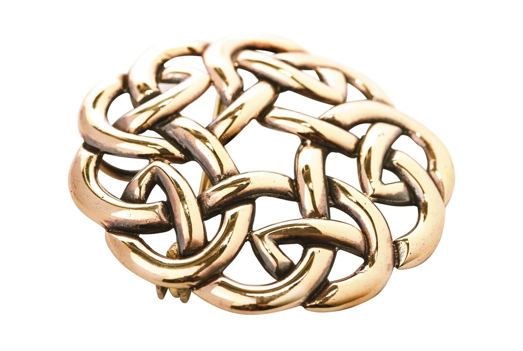 Keltische Fibel Brosche "Arkian" aus Bronze – Rundfibel mit Knotenmuster 5,2 cm