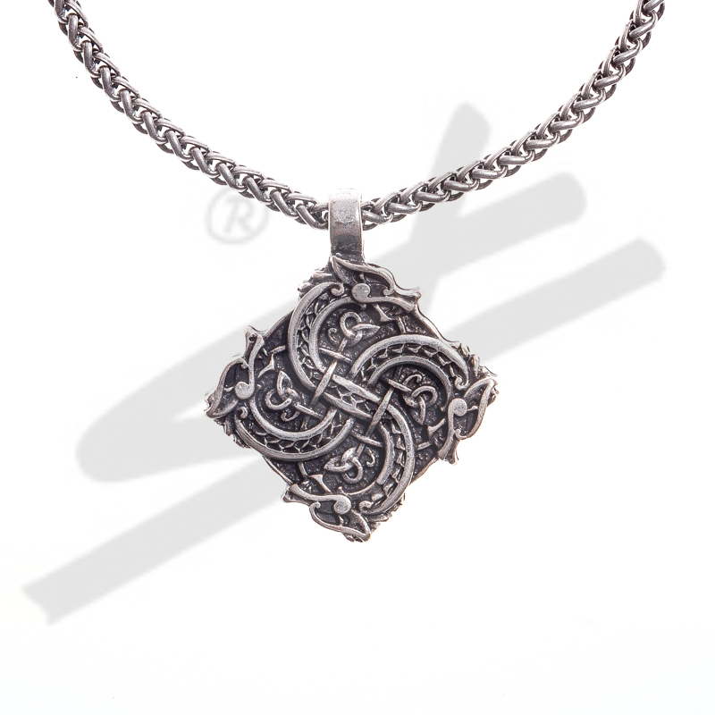 [PK-5108-1] Halskette keltisches Drachenkreuz, silberfarben