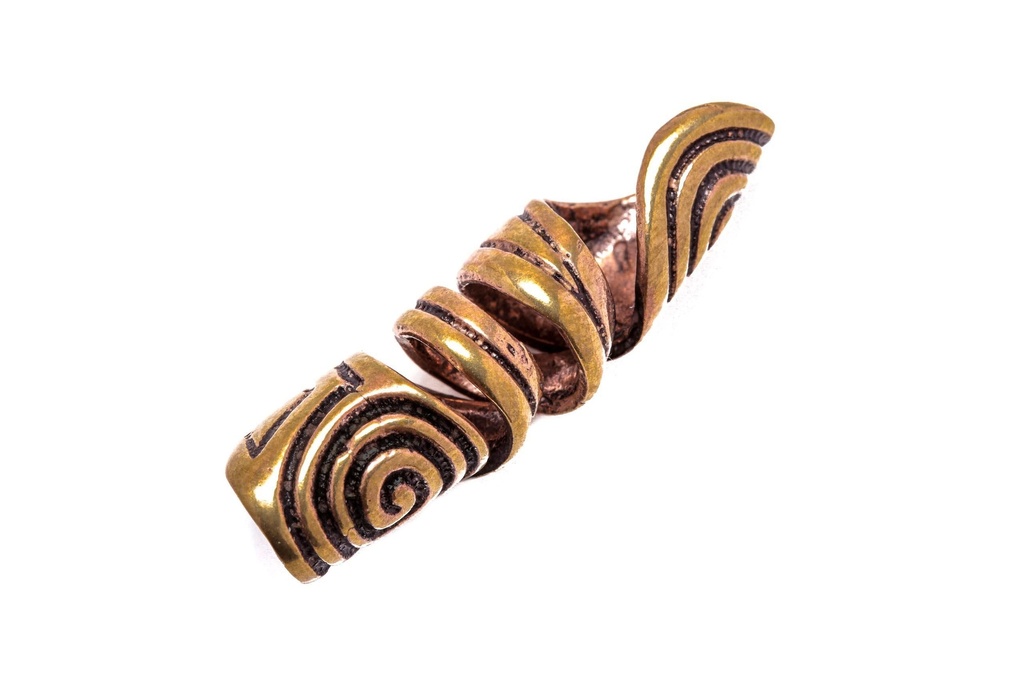 Lange Kelten Haar- & Bartperle SWIRL aus Bronze – 34 mm Spirale des Lebens für Dreads & Zöpfe