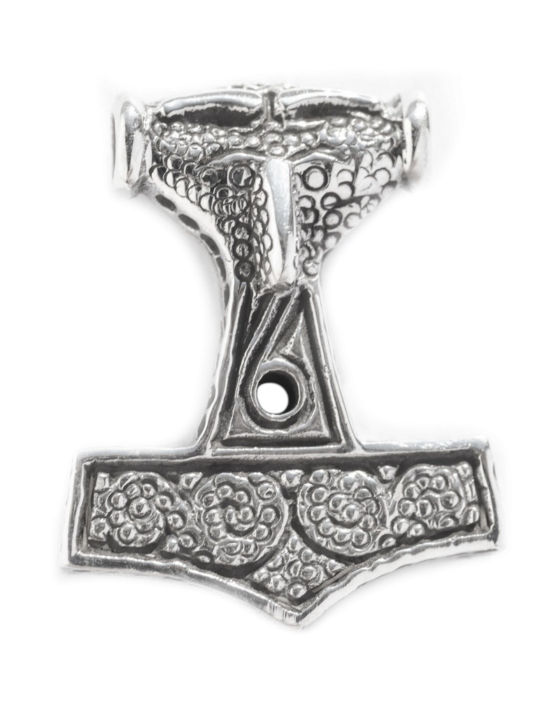 Anhänger Thorshammer SCANIA aus Silber – Mjölnir mit Spiralmuster 2,4 cm