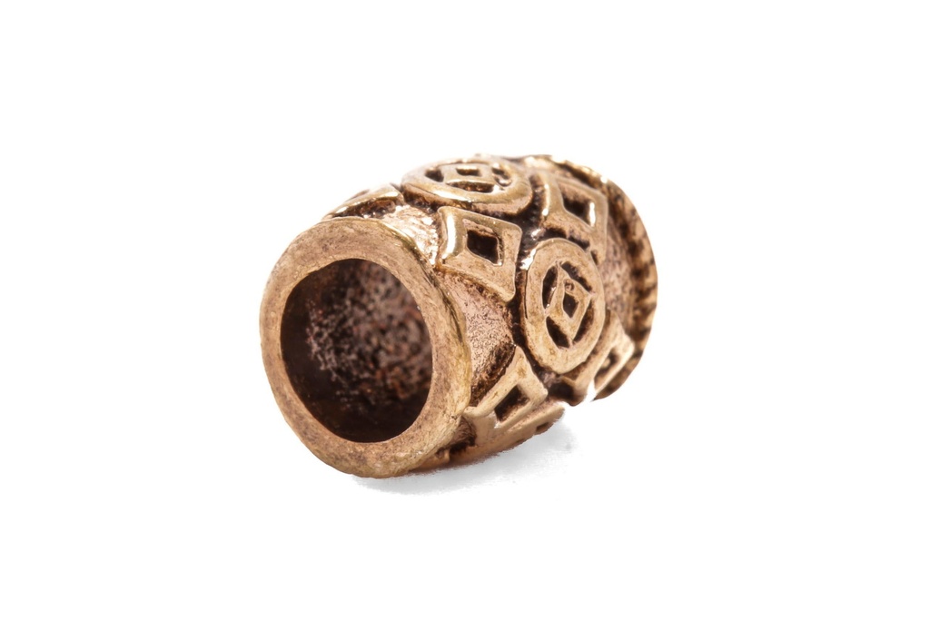 Mini Wikinger Haar- & Bartperle MARIT aus Bronze – 6 mm Zopfperle mit Ornamenten für feine Strähnen