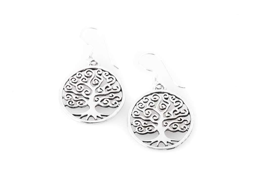 [oh132] Ohrhänger MAJA aus 925er Silber Ø 2 cm – Baum des Lebens Ohrringe keltischer Symbolschmuck