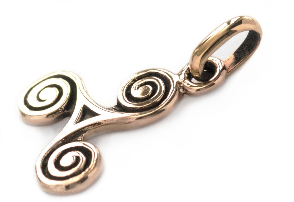 [acb30] Schmuck Anhänger Kyra 2,1 cm – Bronze – Kleines keltisches Triskel-Amulett für Schutz & Wandel