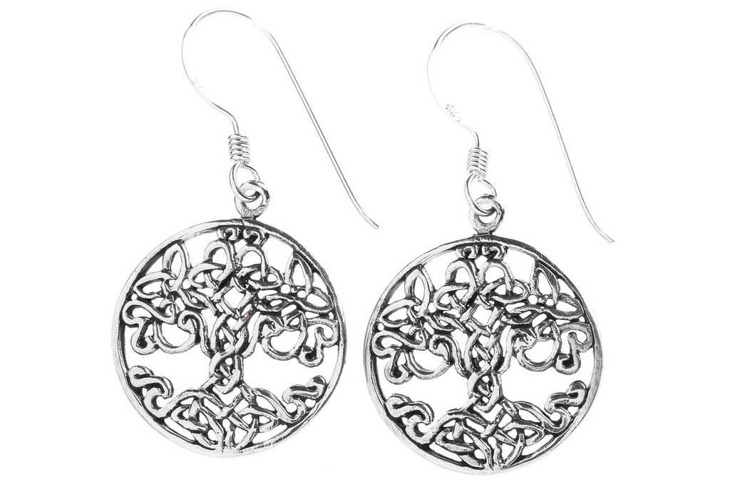 [oh138] Keltische Ohrhänger Varuna aus Silber – Lebensbaum-Schmuck 2,1 cm