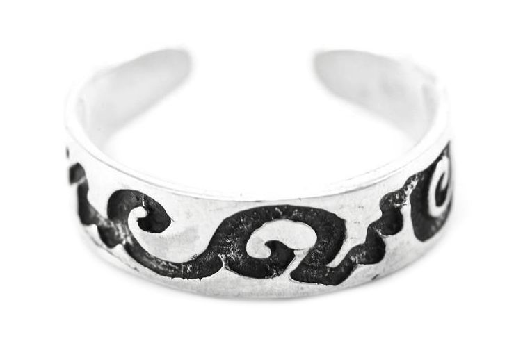 Zehenring "Tribal Spirals" aus Silber 925 – Mystischer Schmuck mit Spiralmuster 5 mm