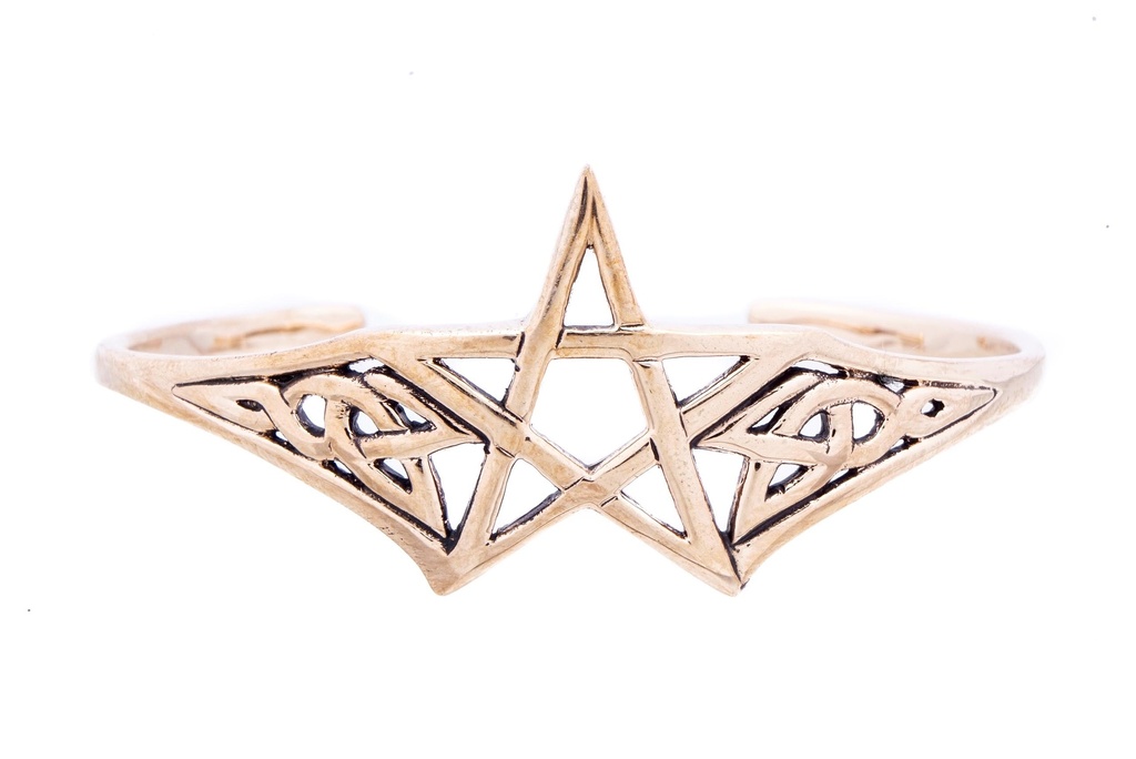 Armreif ASVAR aus Bronze 6,6 cm – Keltischer Drudenfuß mit Knotenmuster Druidenschmuck